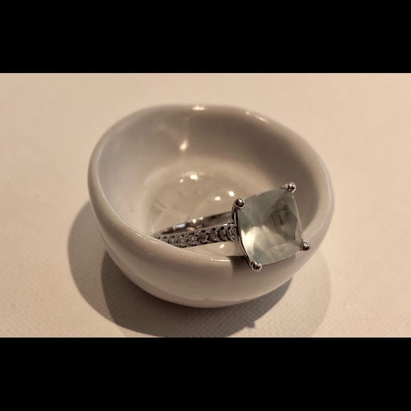 Aqua marine white gold and diamond ring - Picture 4 of 8